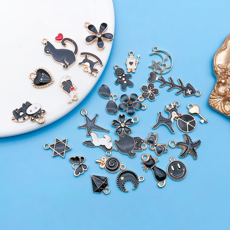 Wholesale Black Drip Oil Alloy Cartoon DIY Necklace, Bracelet, Pendant